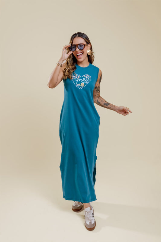 Vestido de Bolso - Mãe Coração - Azul