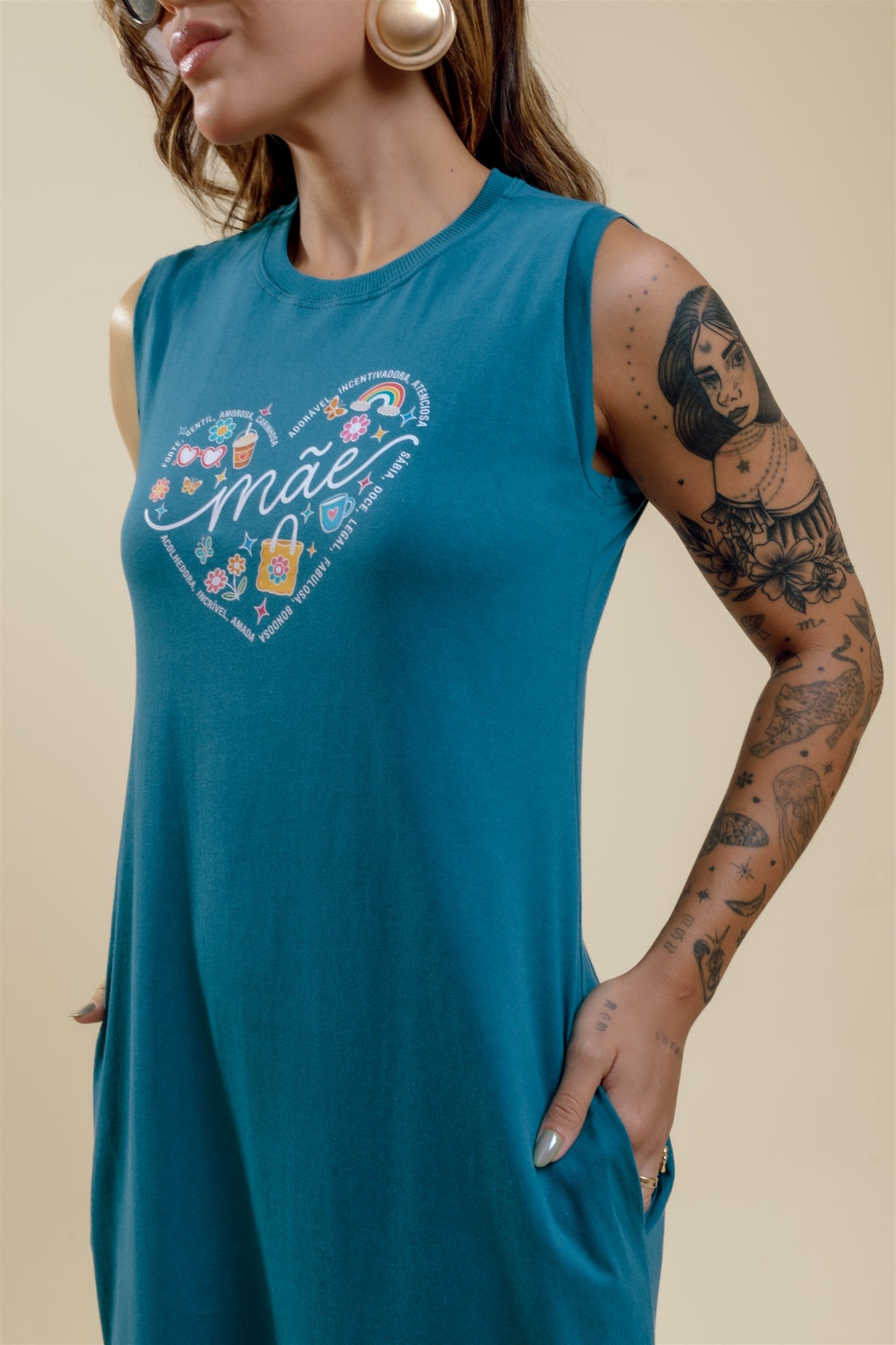 Vestido de Bolso - Mãe Coração - Azul