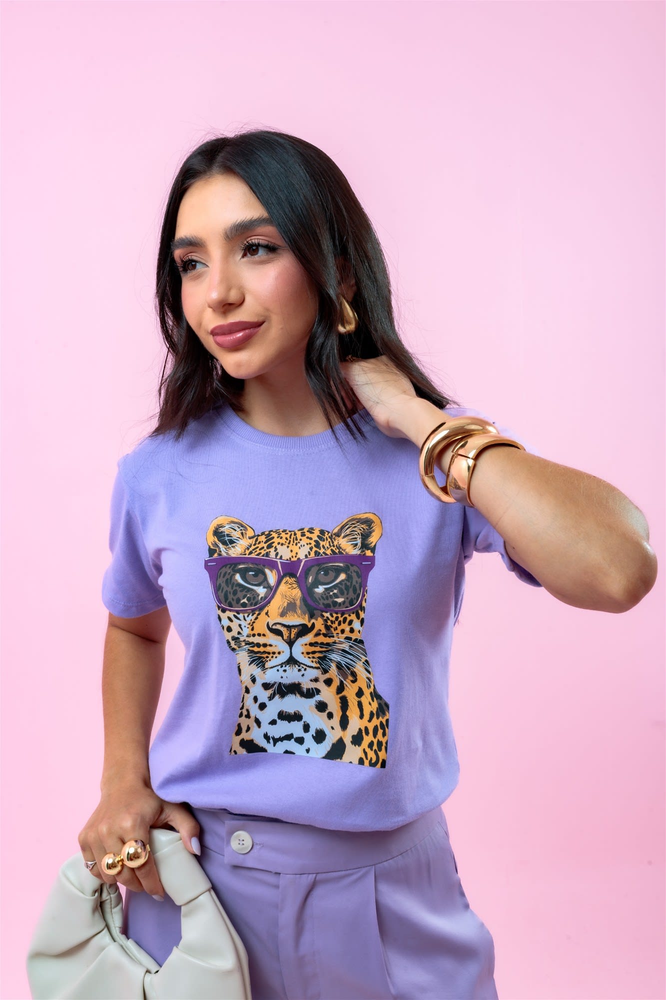 T-Shirt - Onça - Lavanda