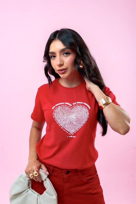 T-Shirt - Digital de Coração - Vermelho