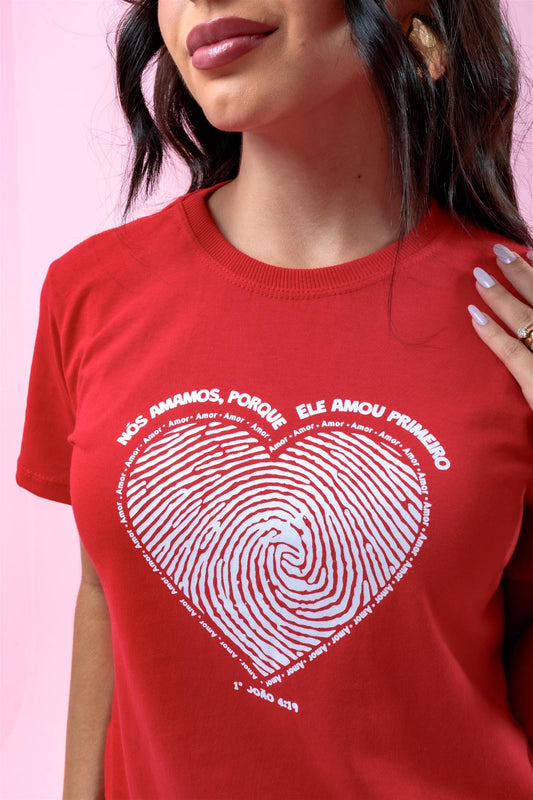T-Shirt - Digital de Coração - Vermelho