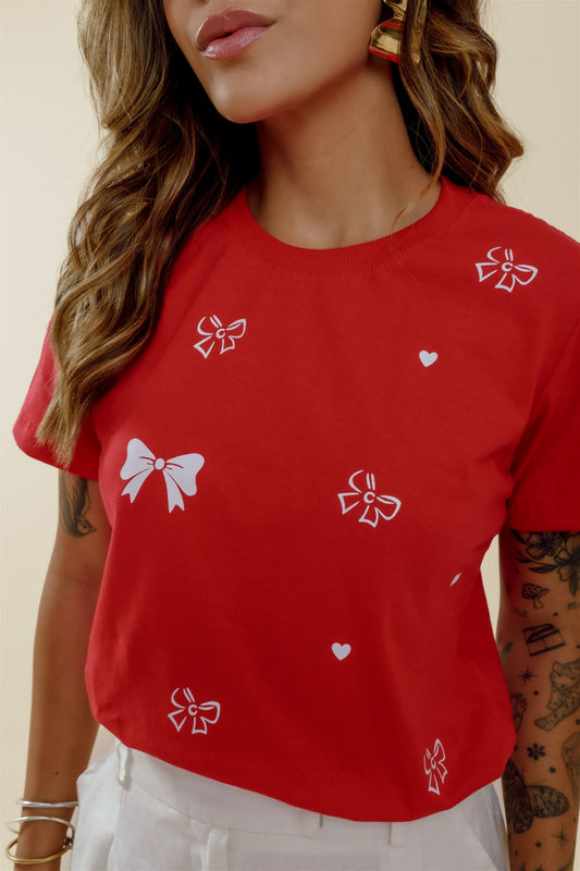T-Shirt - Laços - Vermelho