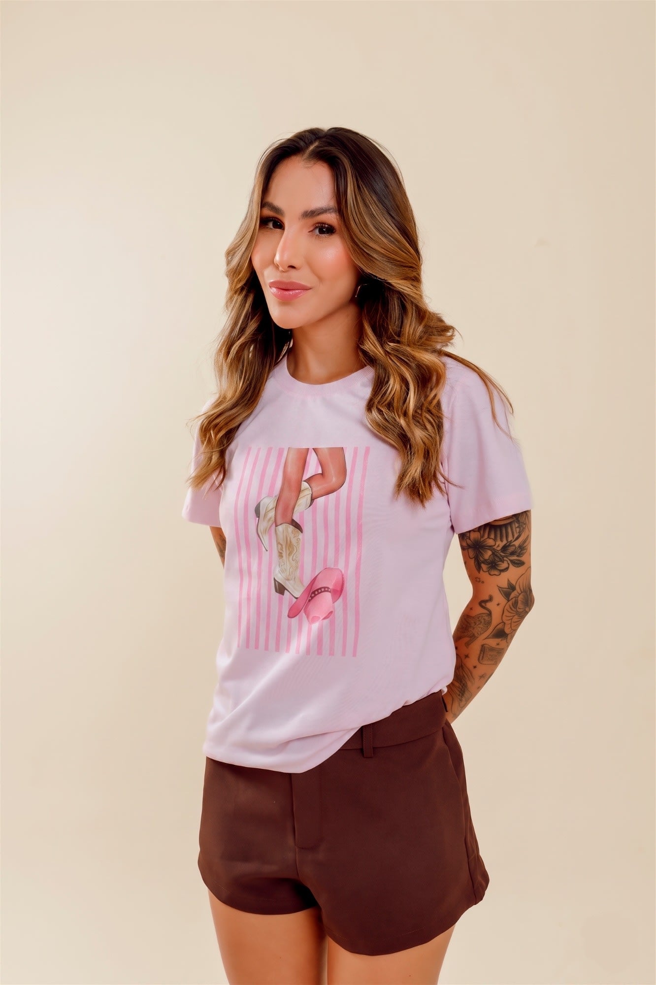 T-Shirt - Cowgirl - Rosa Bebê