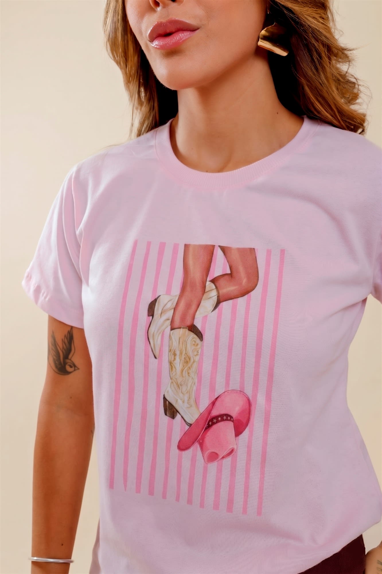 T-Shirt - Cowgirl - Rosa Bebê