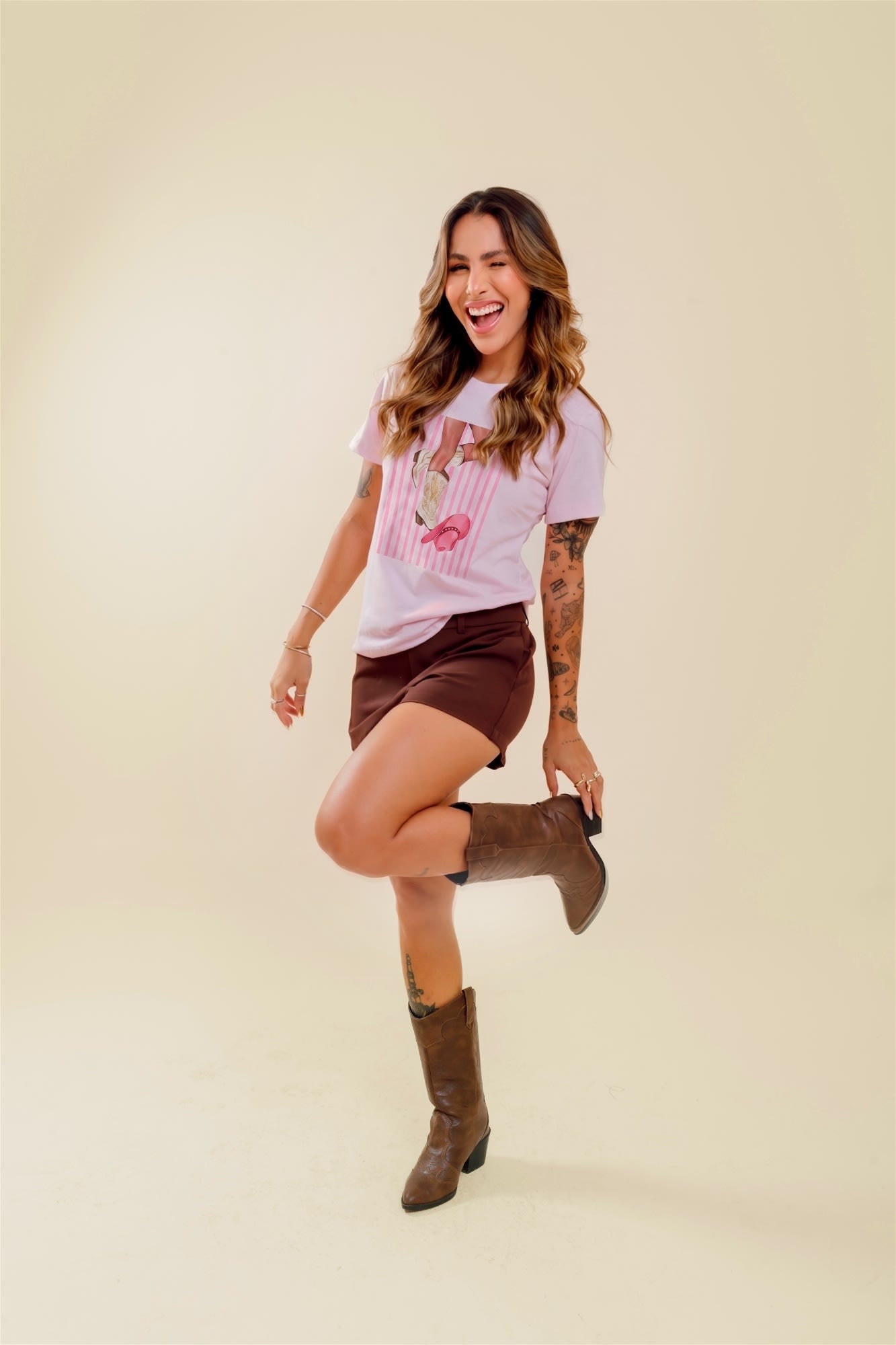 T-Shirt - Cowgirl - Rosa Bebê