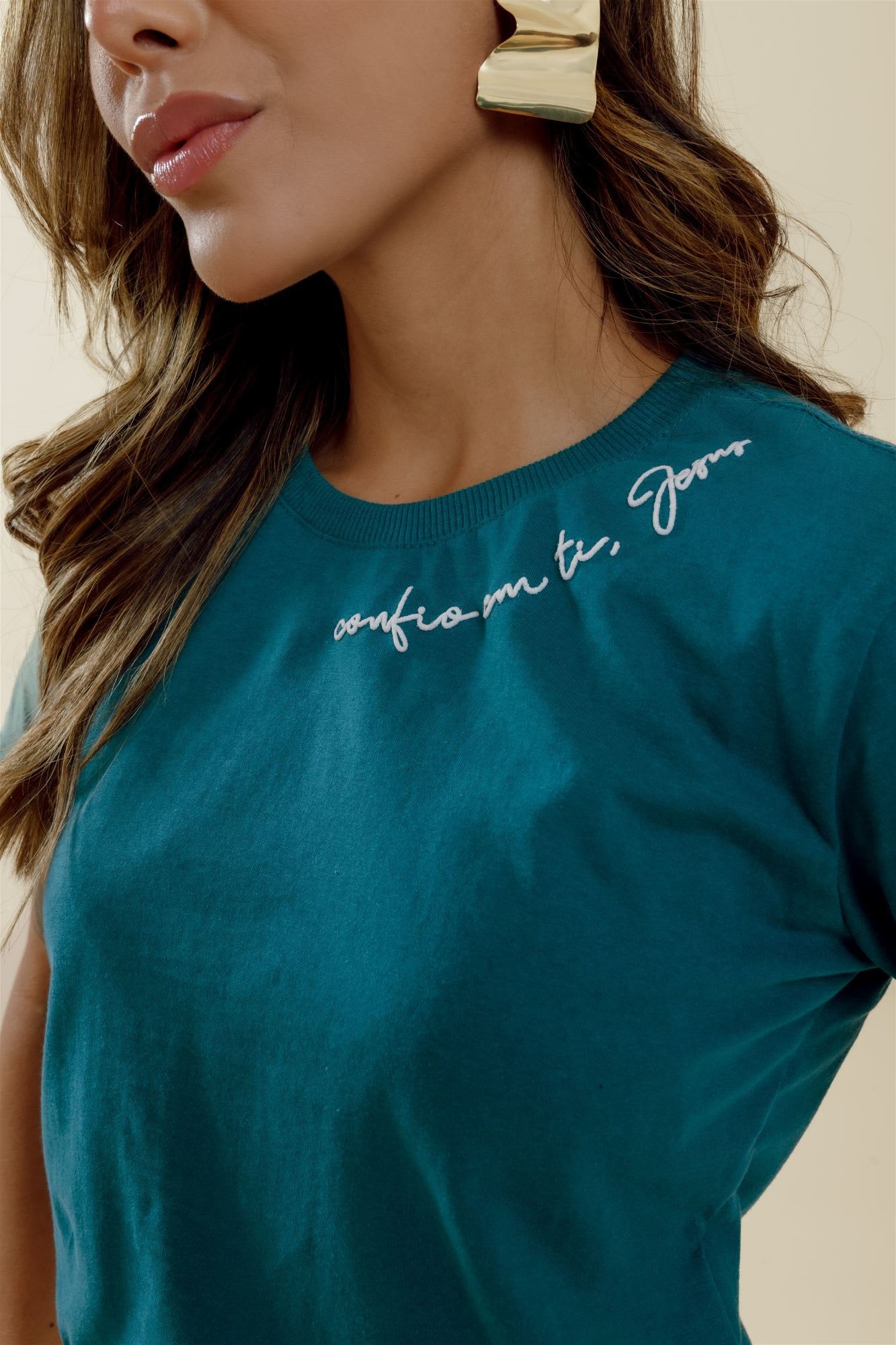 T-Shirt - Confio em ti - Azul Petroleo