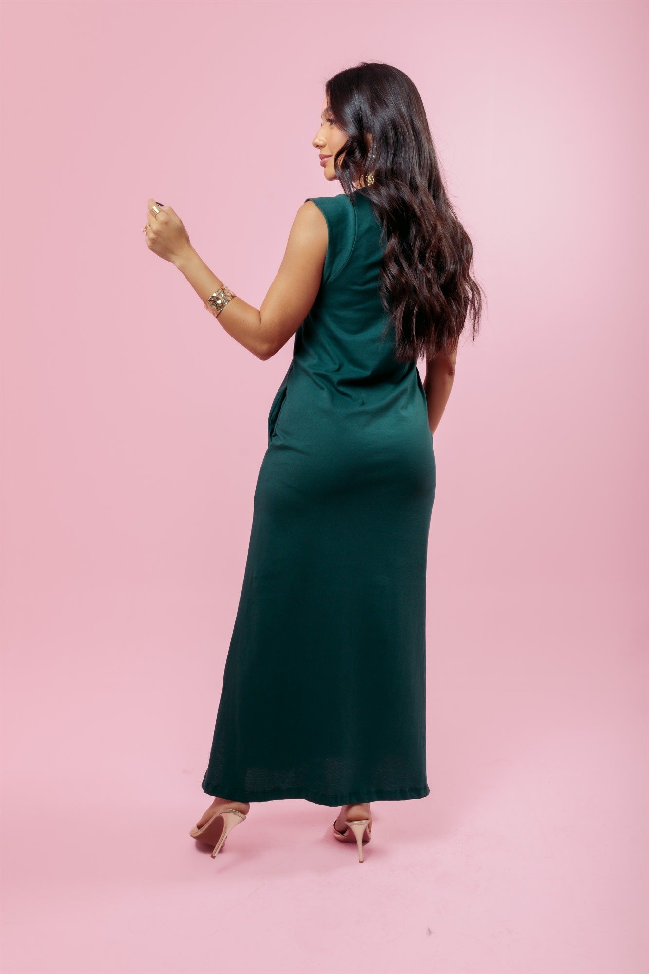 Vestido Longo Muscle Tee C/ Bolso - Verde Militar