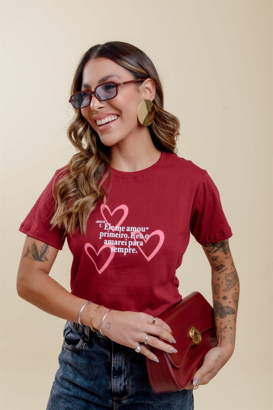 T-Shirt - Ele me amou - Marsala