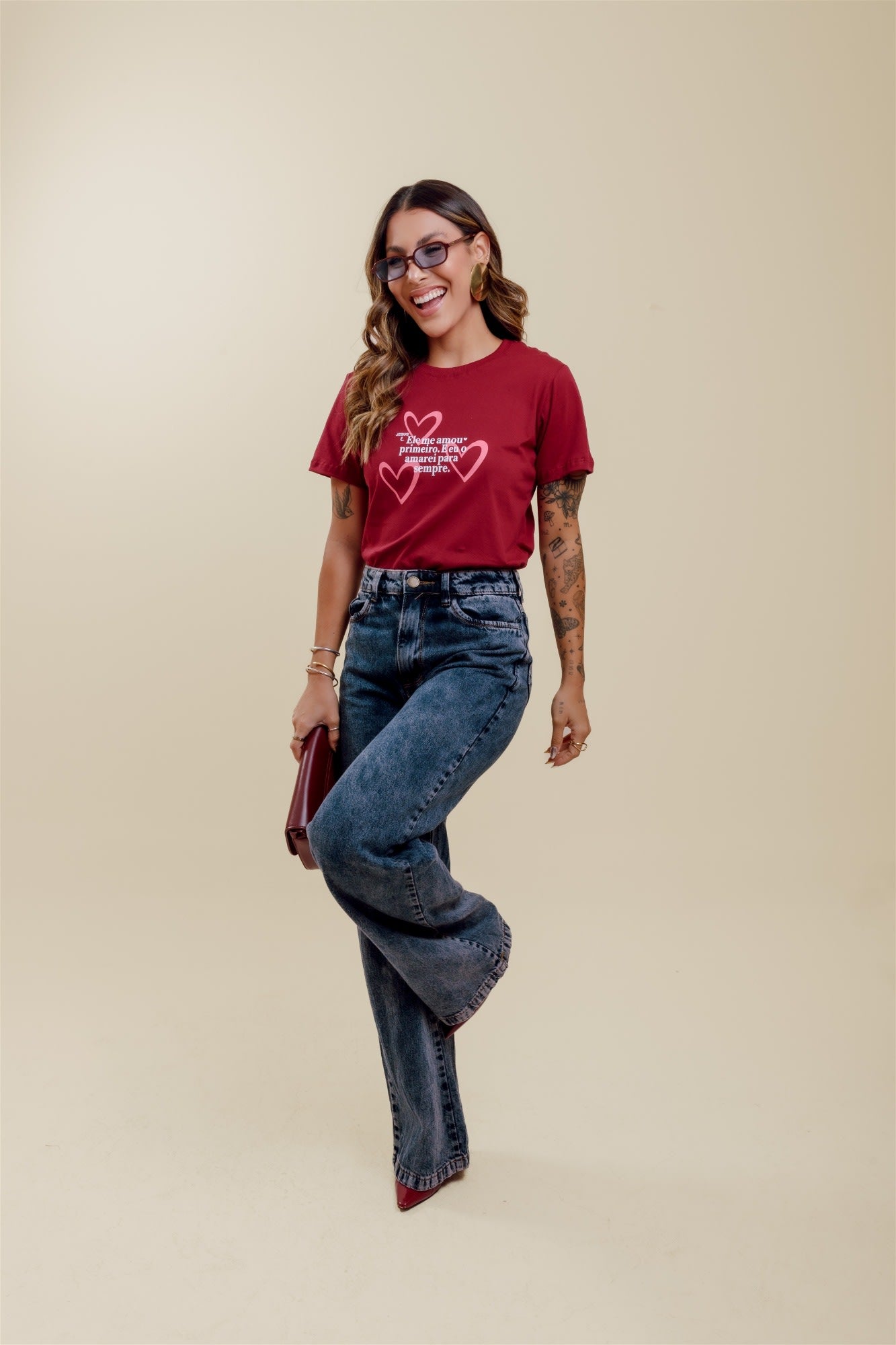 T-Shirt - Ele me amou - Marsala