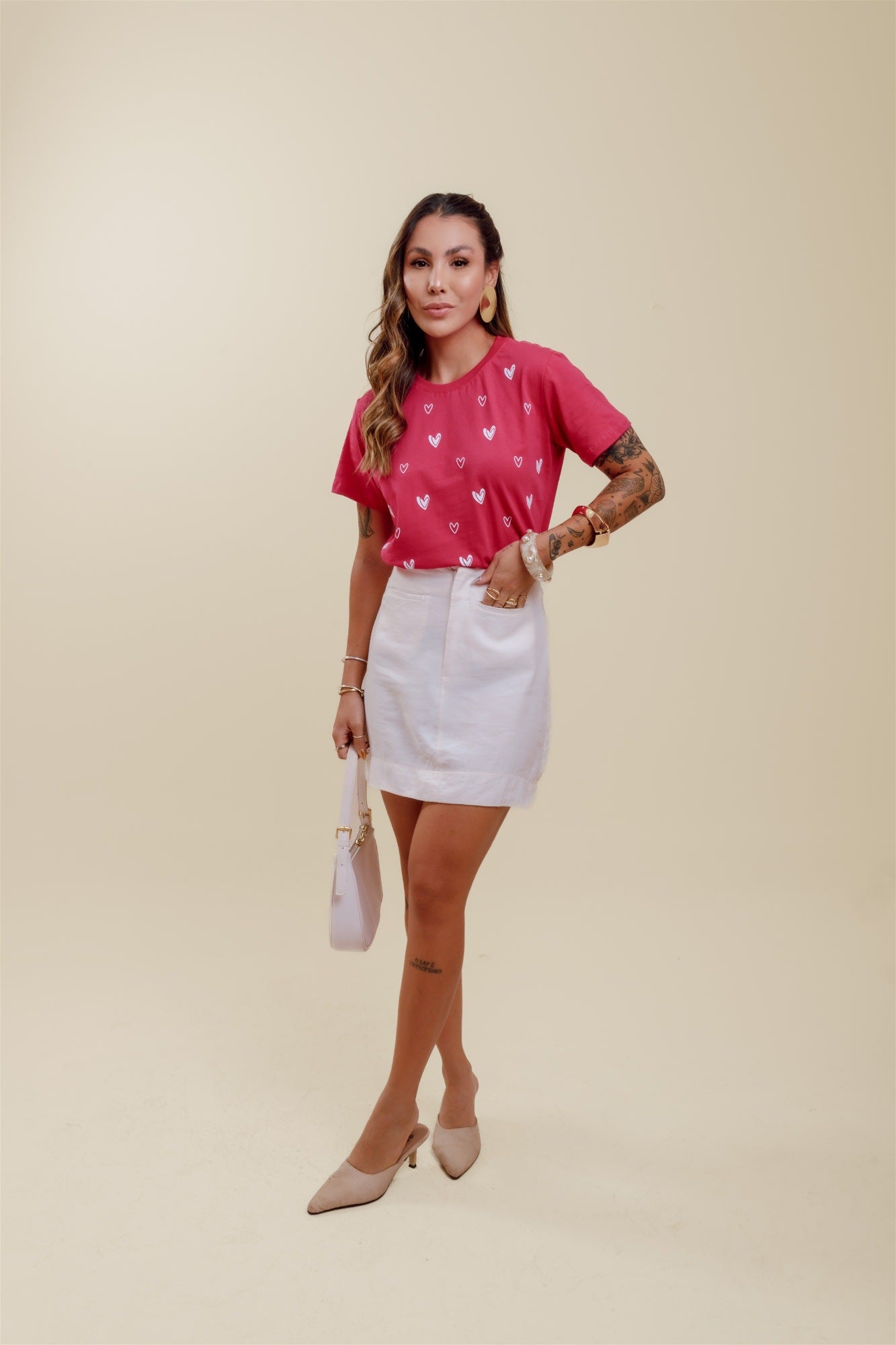 T-Shirt - Corações - Pink
