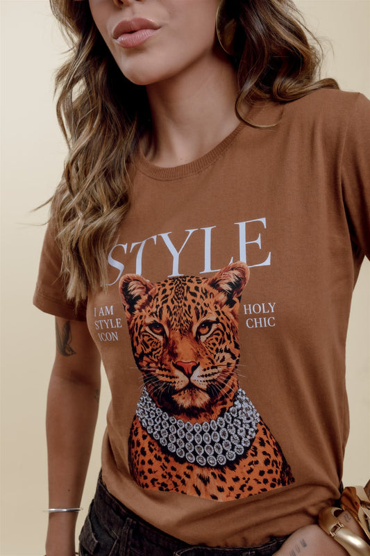 T-Shirt - Onça Style - Marrom