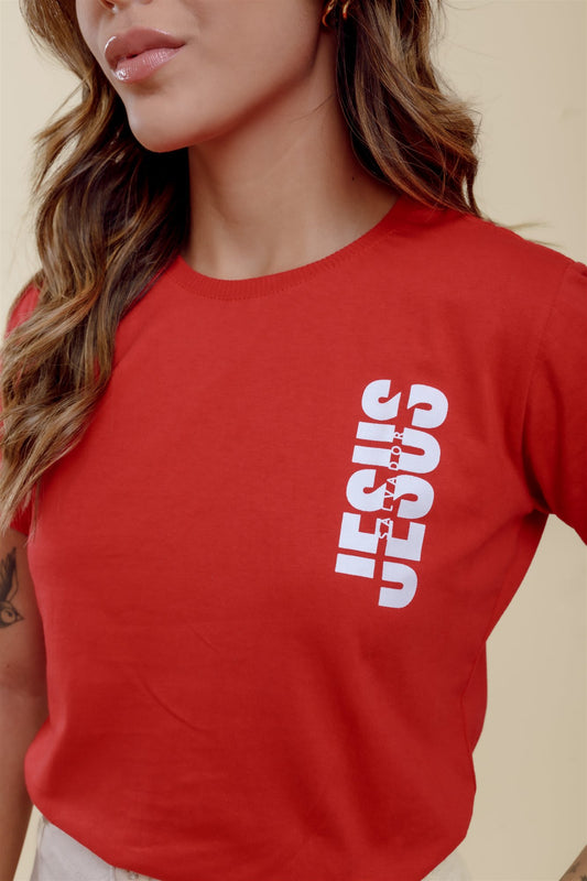 T-Shirt - Jesus Salvador (Bolsinho) - Vermelho