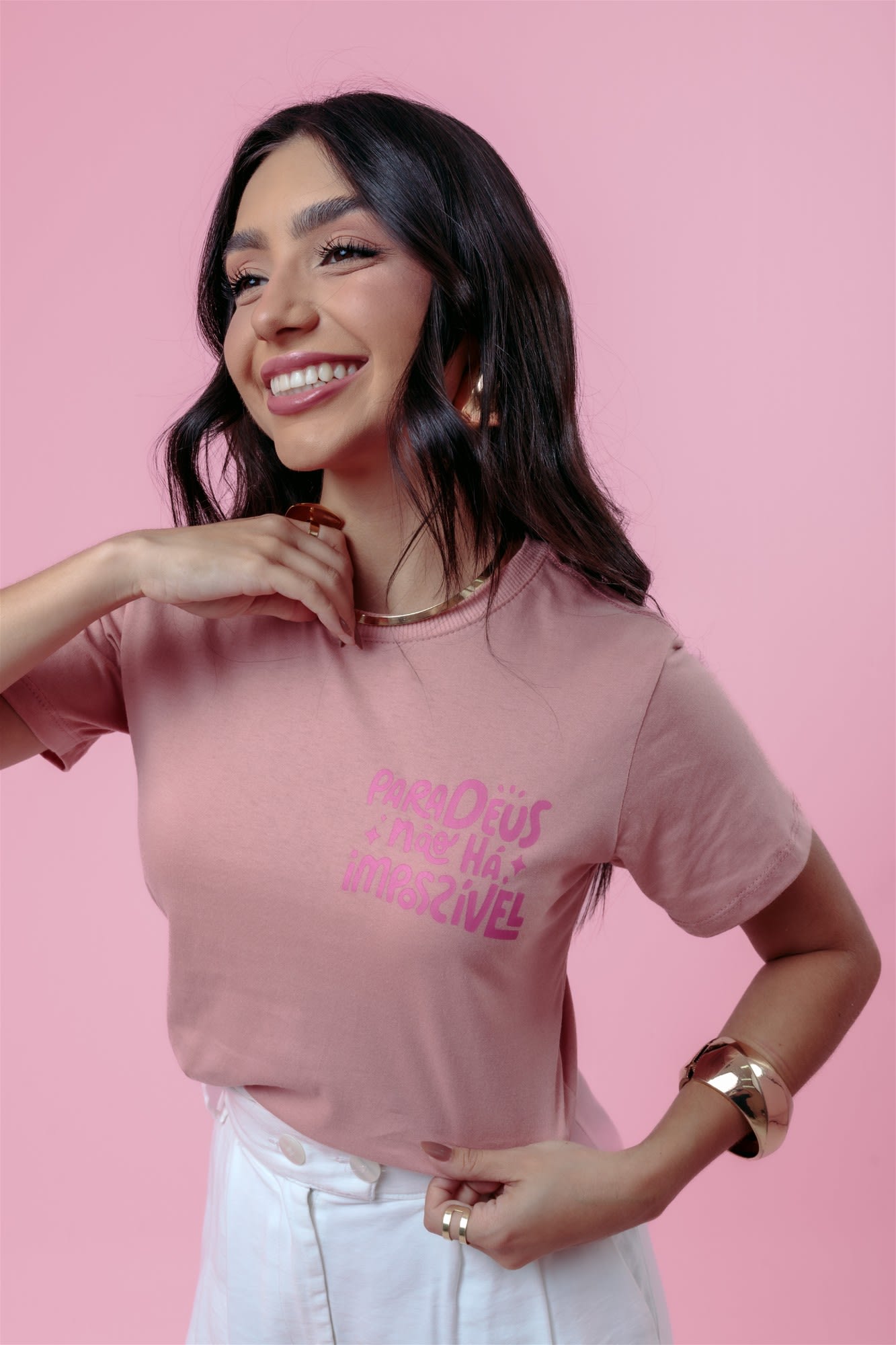 T-Shirt - Para Deus Não há impossível - Nude
