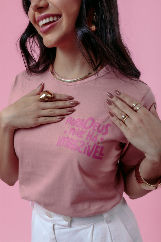 T-Shirt - Para Deus Não há impossível - Nude