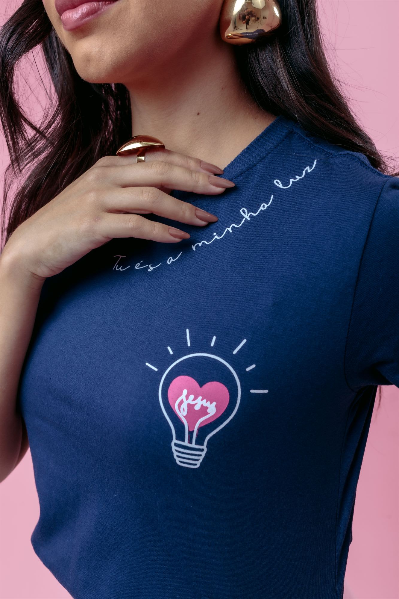 T-Shirt - Tu és a minha luz - Azul Marinho