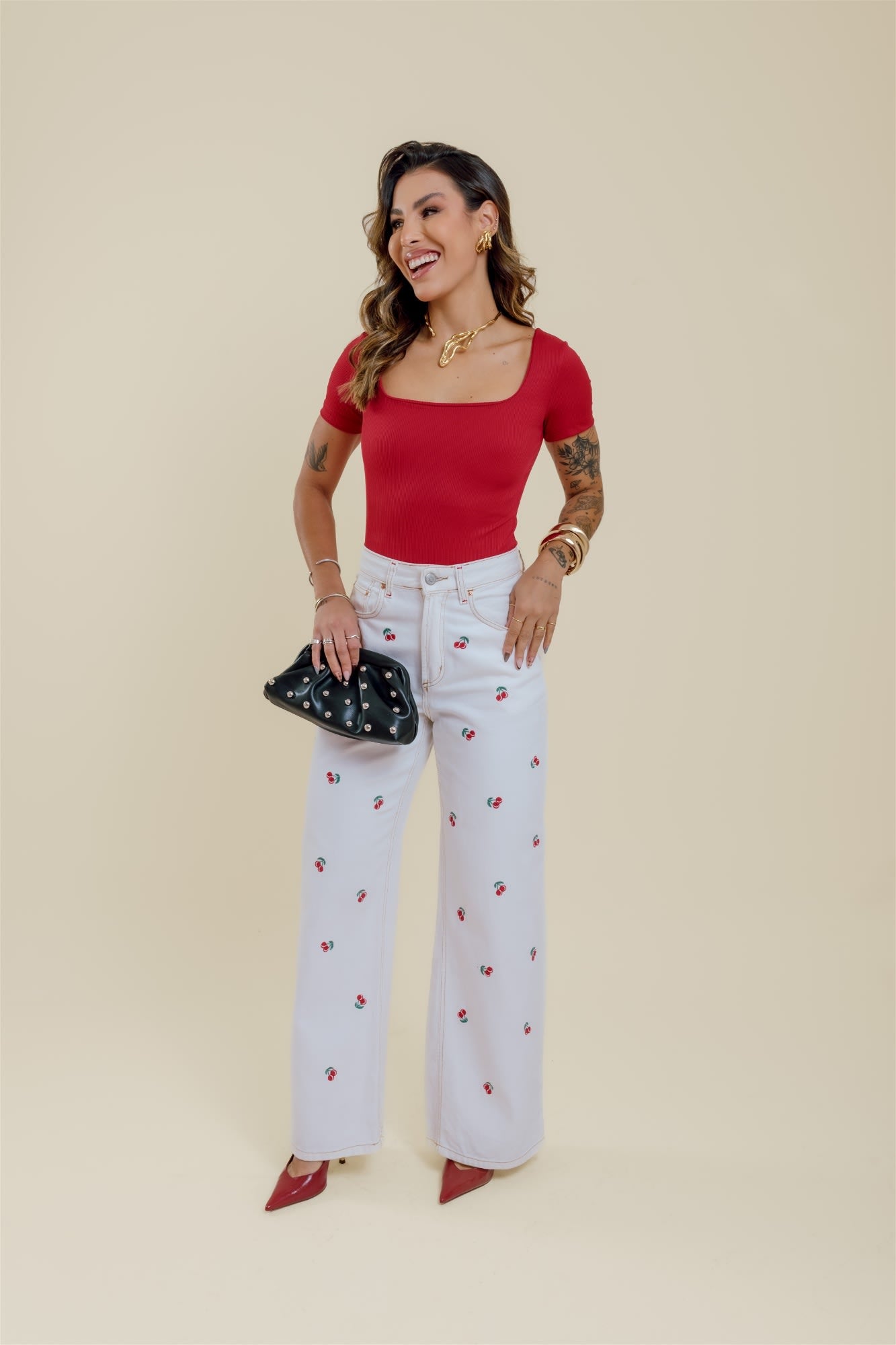 Blusa Decote Quadrado - Vermelho