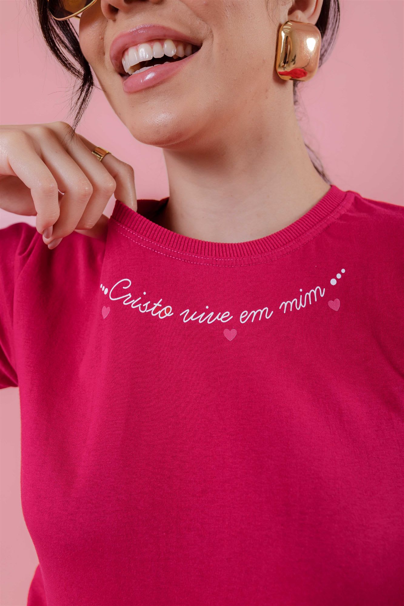T-Shirt - Cristo vive em mim - Pink