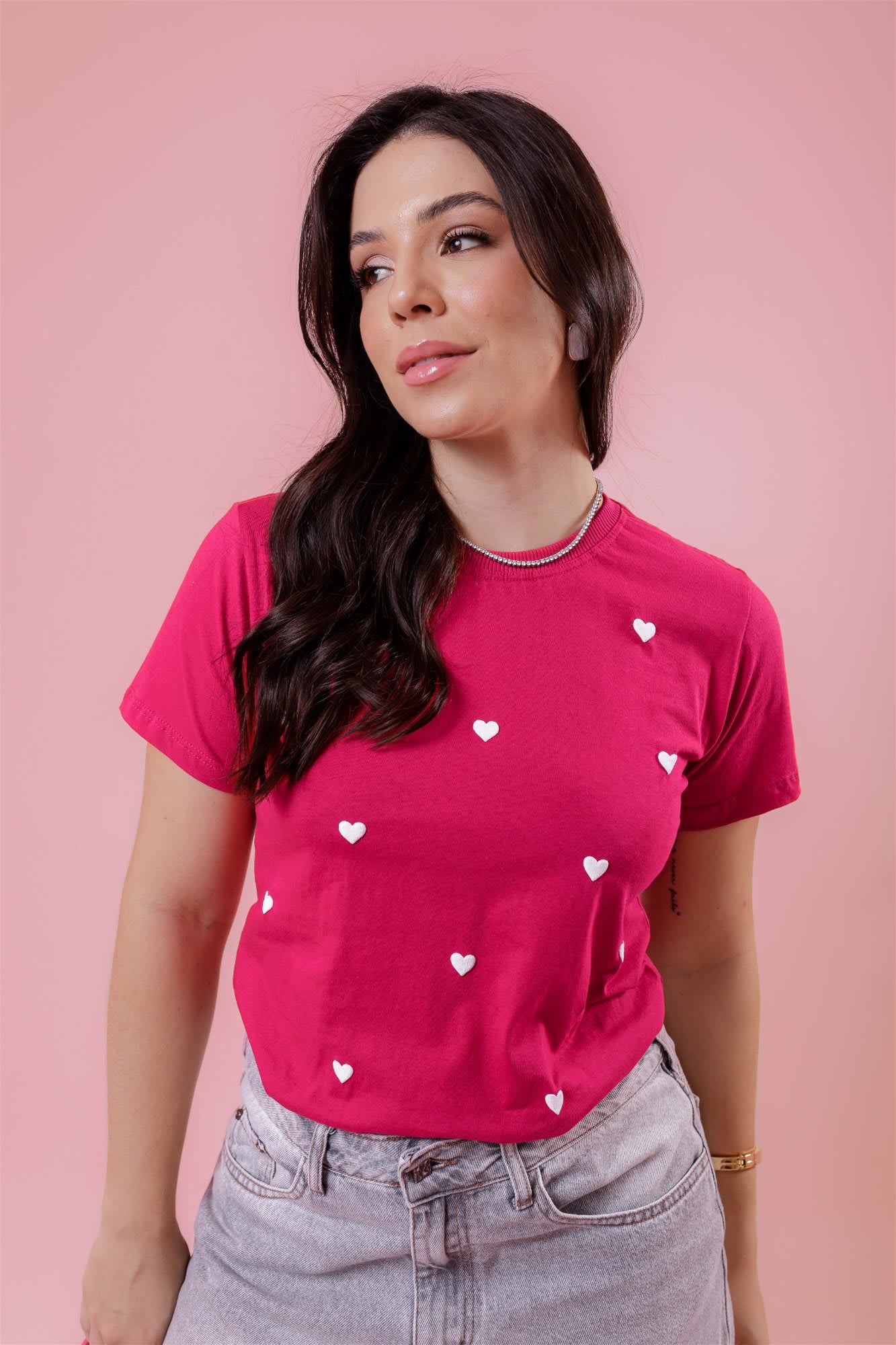 T-Shirt - Corações (Alto Relevo) - Pink