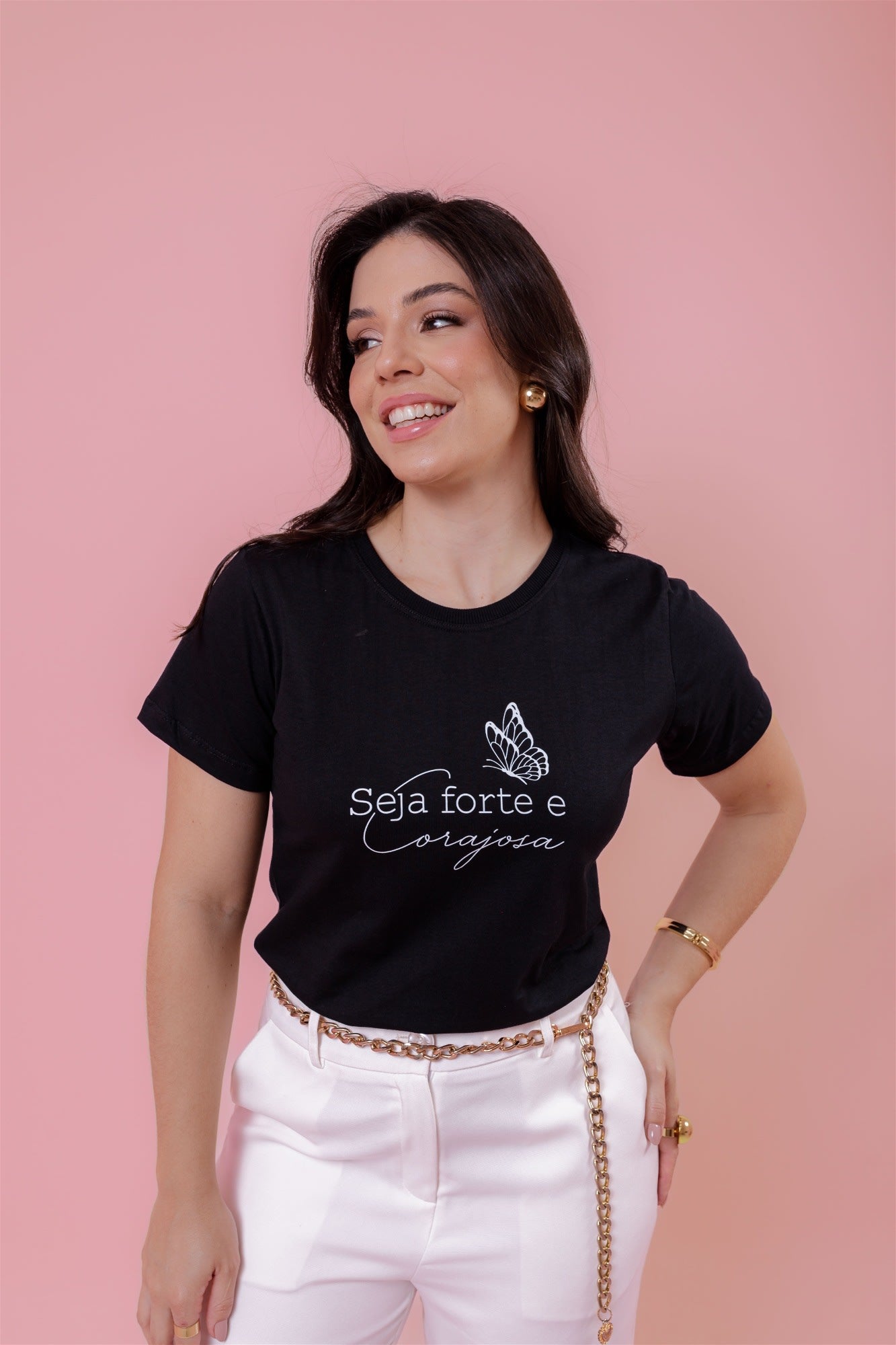 T-Shirt - Seja forte e corajosa - Preto