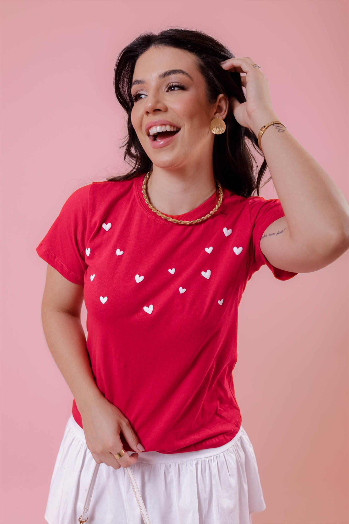 T-Shirt - Corações (Alto Relevo) - Vermelho
