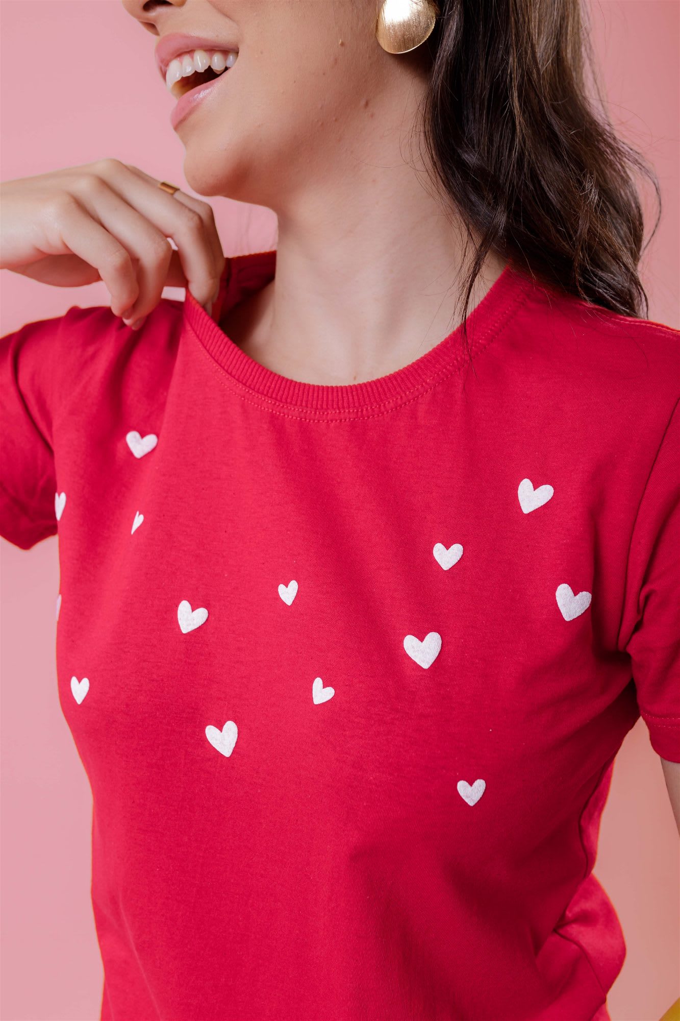 T-Shirt - Corações (Alto Relevo) - Vermelho