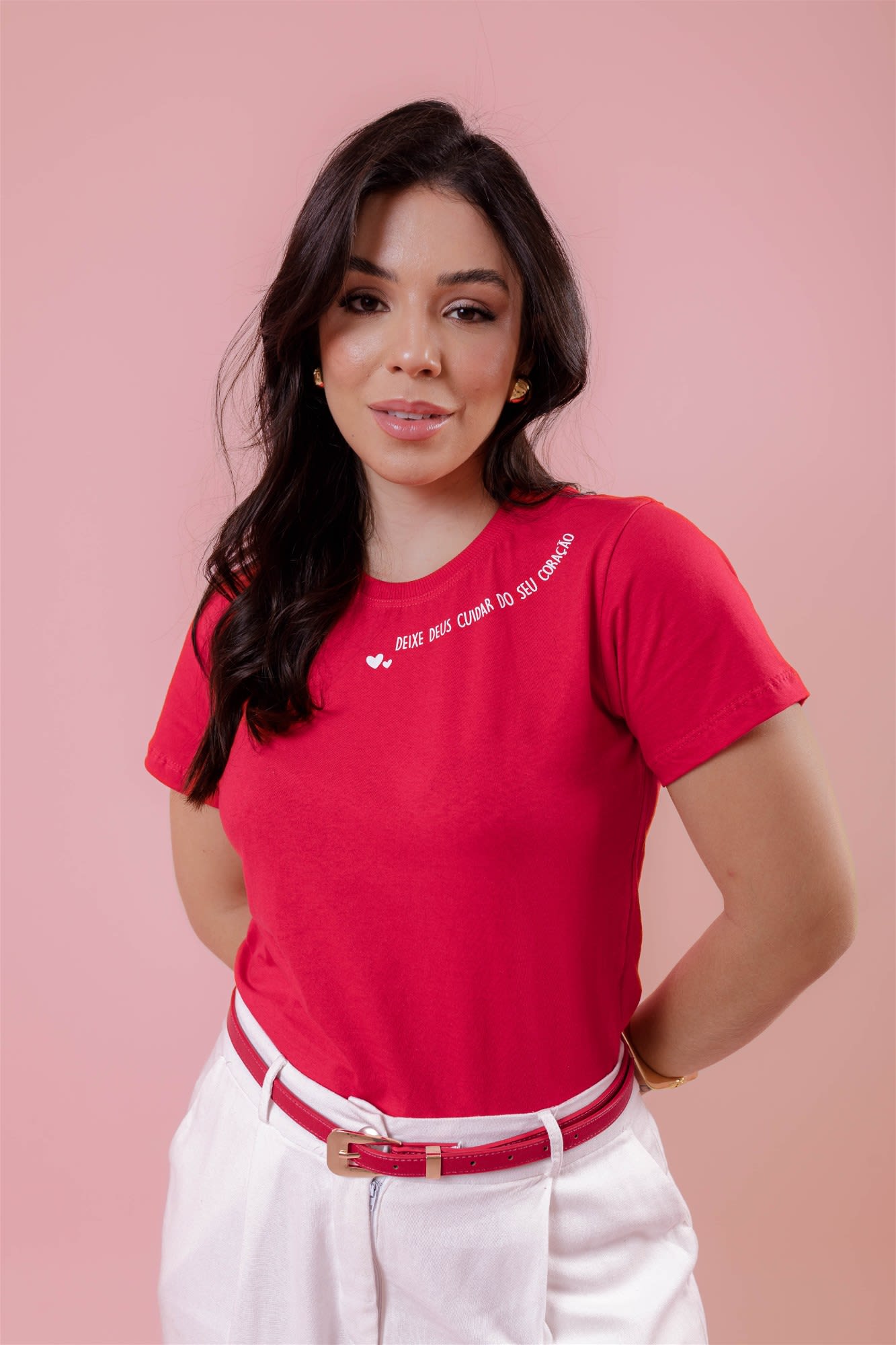 T-Shirt - Deixa Deus Cuidar - Vermelho