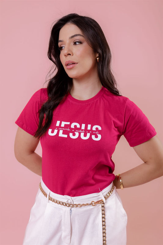 T-Shirt - Jesus é o caminho - Pink
