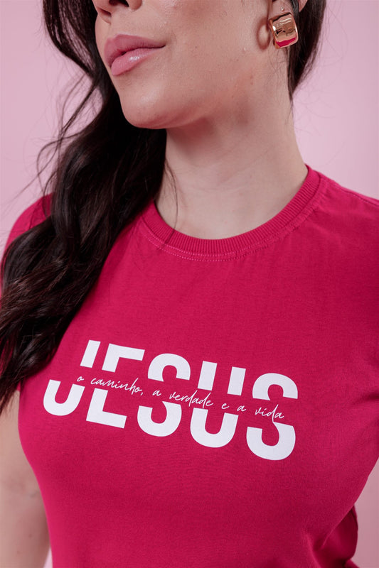 T-Shirt - Jesus é o caminho - Pink