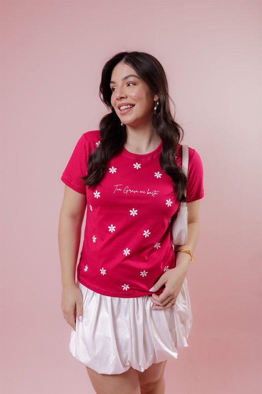 T-Shirt - Tua graça me basta - Pink