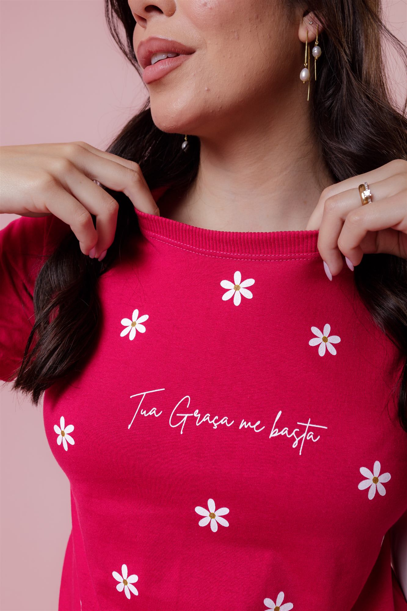 T-Shirt - Tua graça me basta - Pink