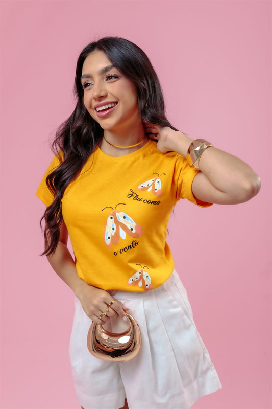 T-Shirt - Flui como o vento - Amarelo