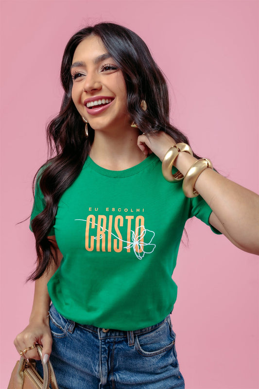 T-Shirt - Eu escolhi Cristo - Verde