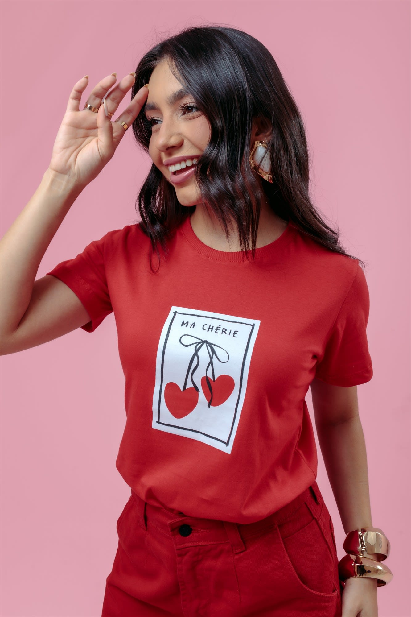 T-Shirt - Ma Chérie - Vermelho