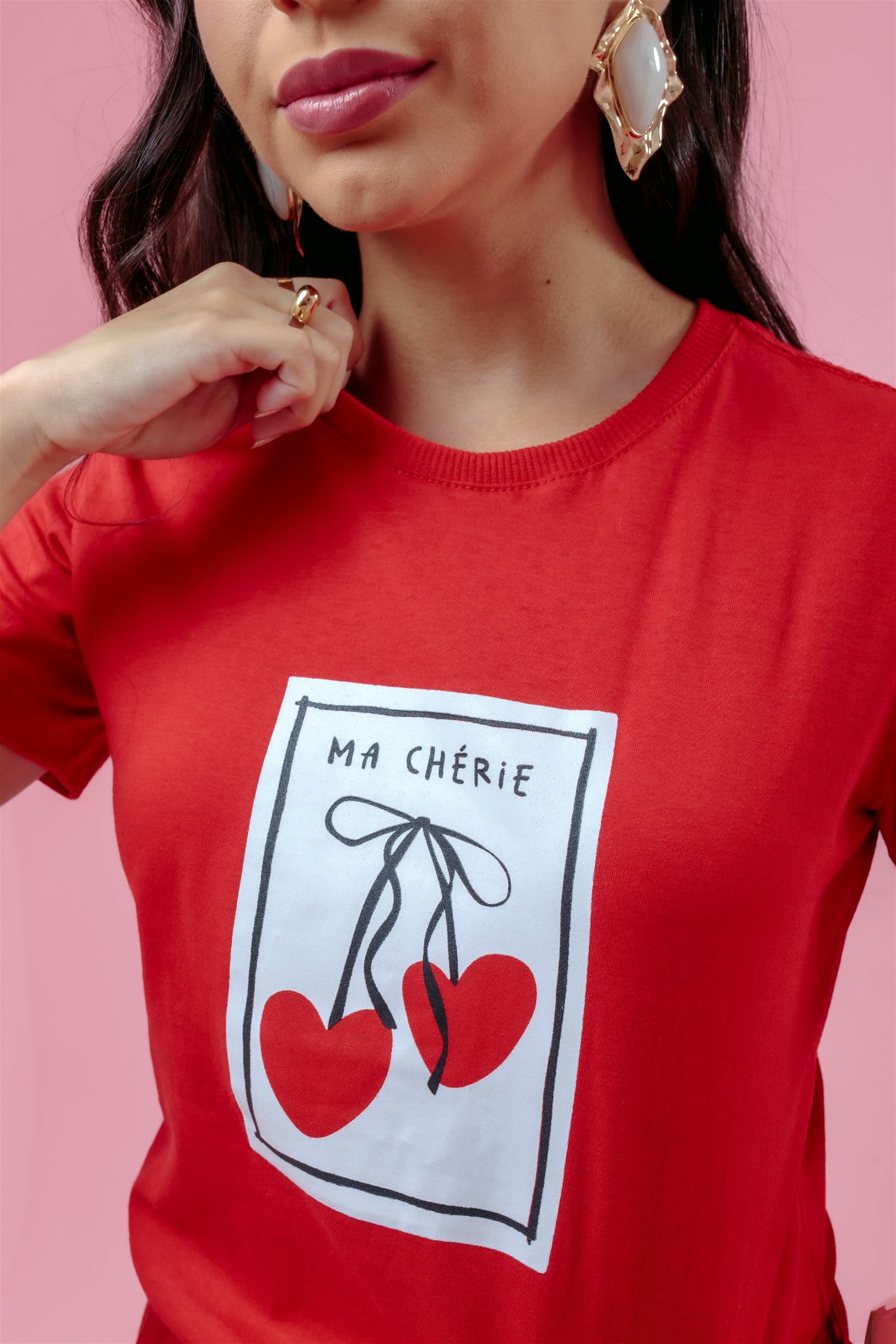 T-Shirt - Ma Chérie - Vermelho