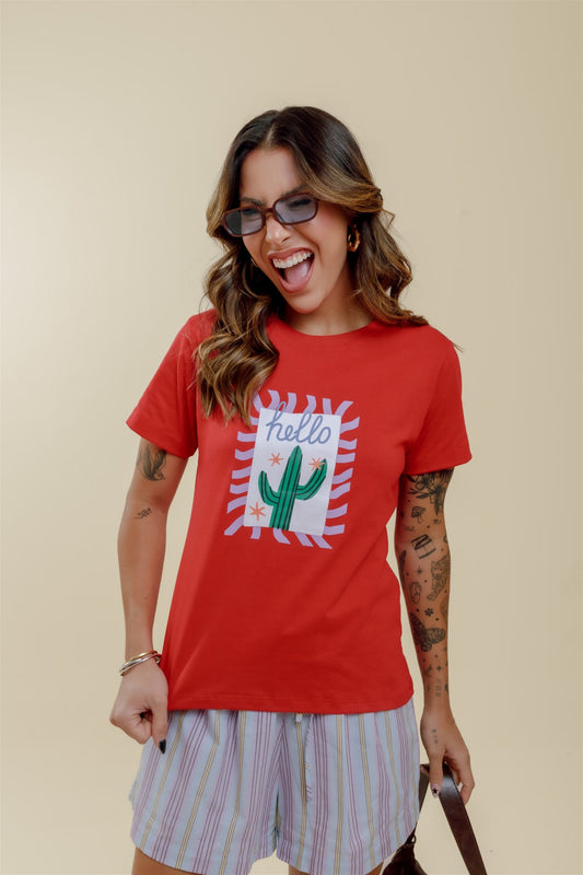 T-Shirt - Cacto - Vermelho