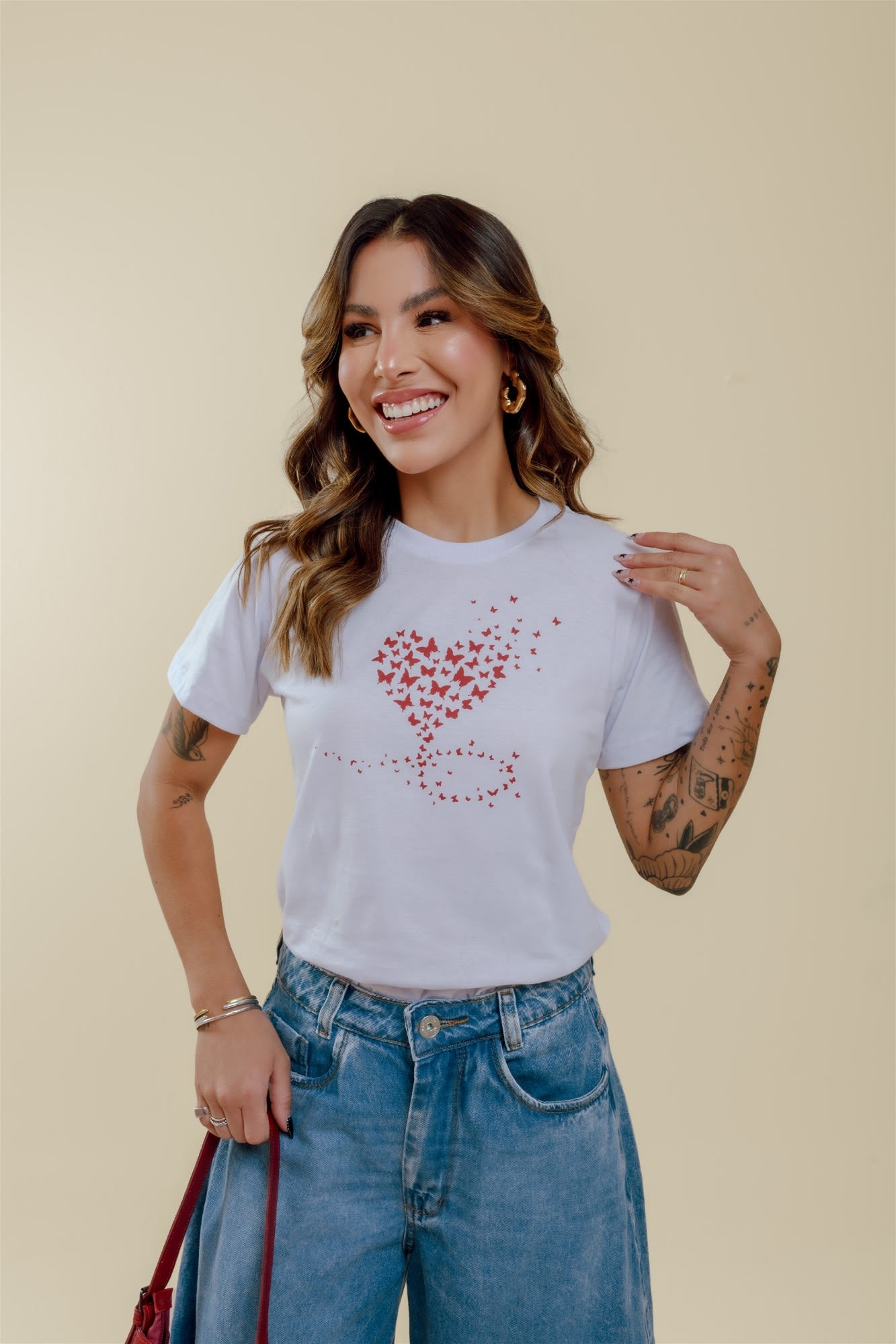 T-Shirt - Borboletas - Branco