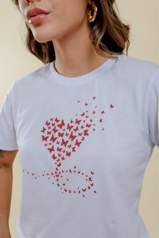 T-Shirt - Borboletas - Branco