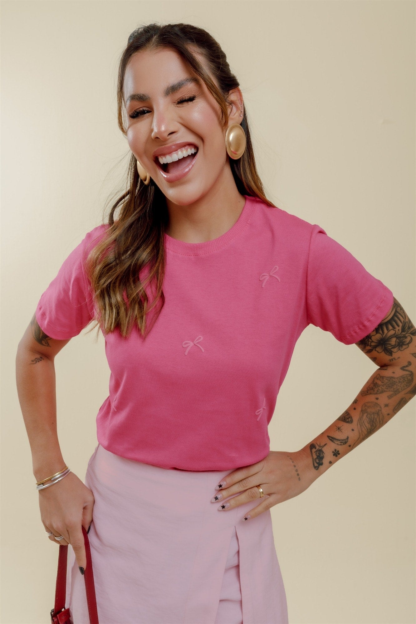 T-Shirt - Laços - Pink