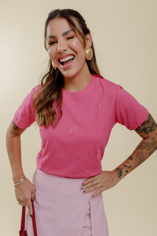 T-Shirt - Laços - Pink