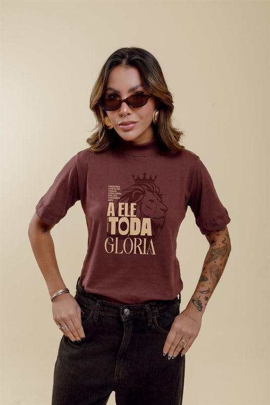Blusa Gola Alta - A ele toda glória - Marrom