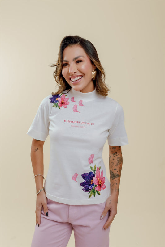 Blusa Gola Alta - Tu és o Deus que me vê - OFF