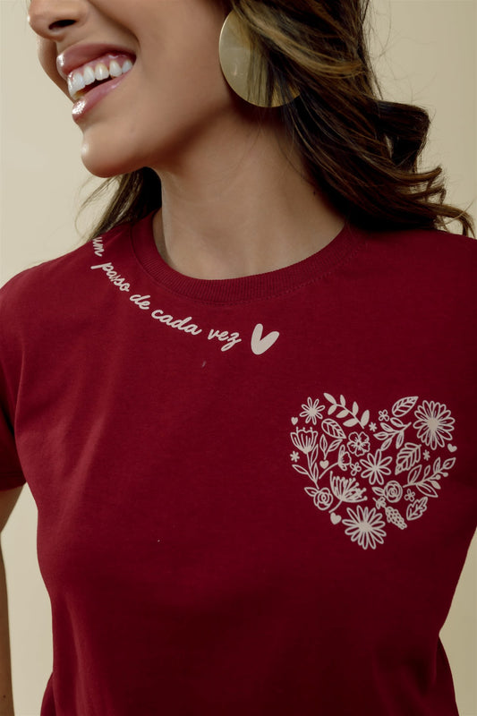T-Shirt - Um passo de cada vez - Marsala
