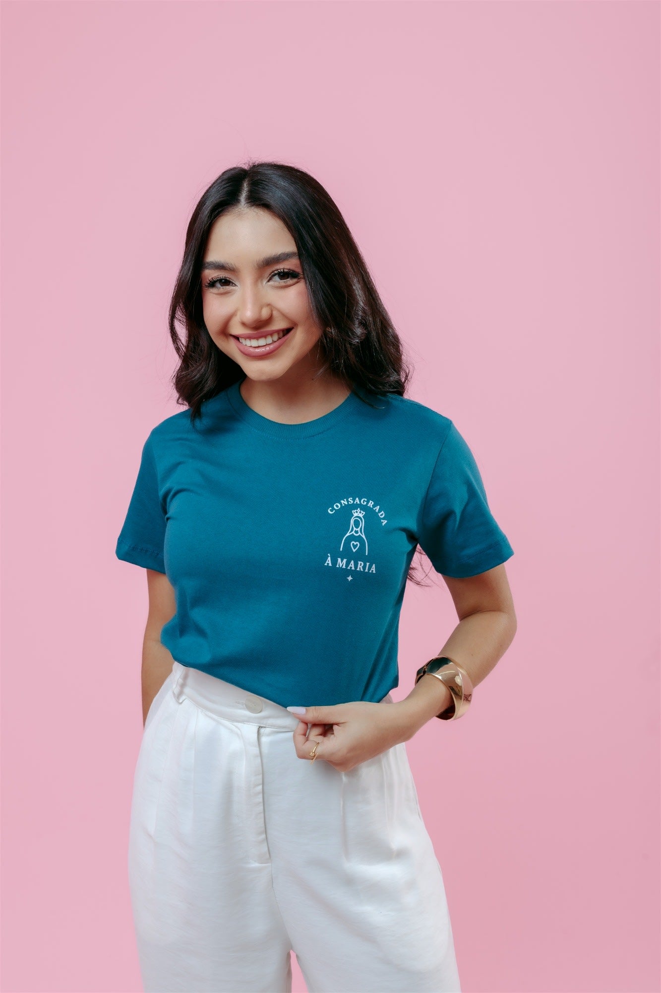 T-Shirt - Consagrada á Maria - Azul Petróleo