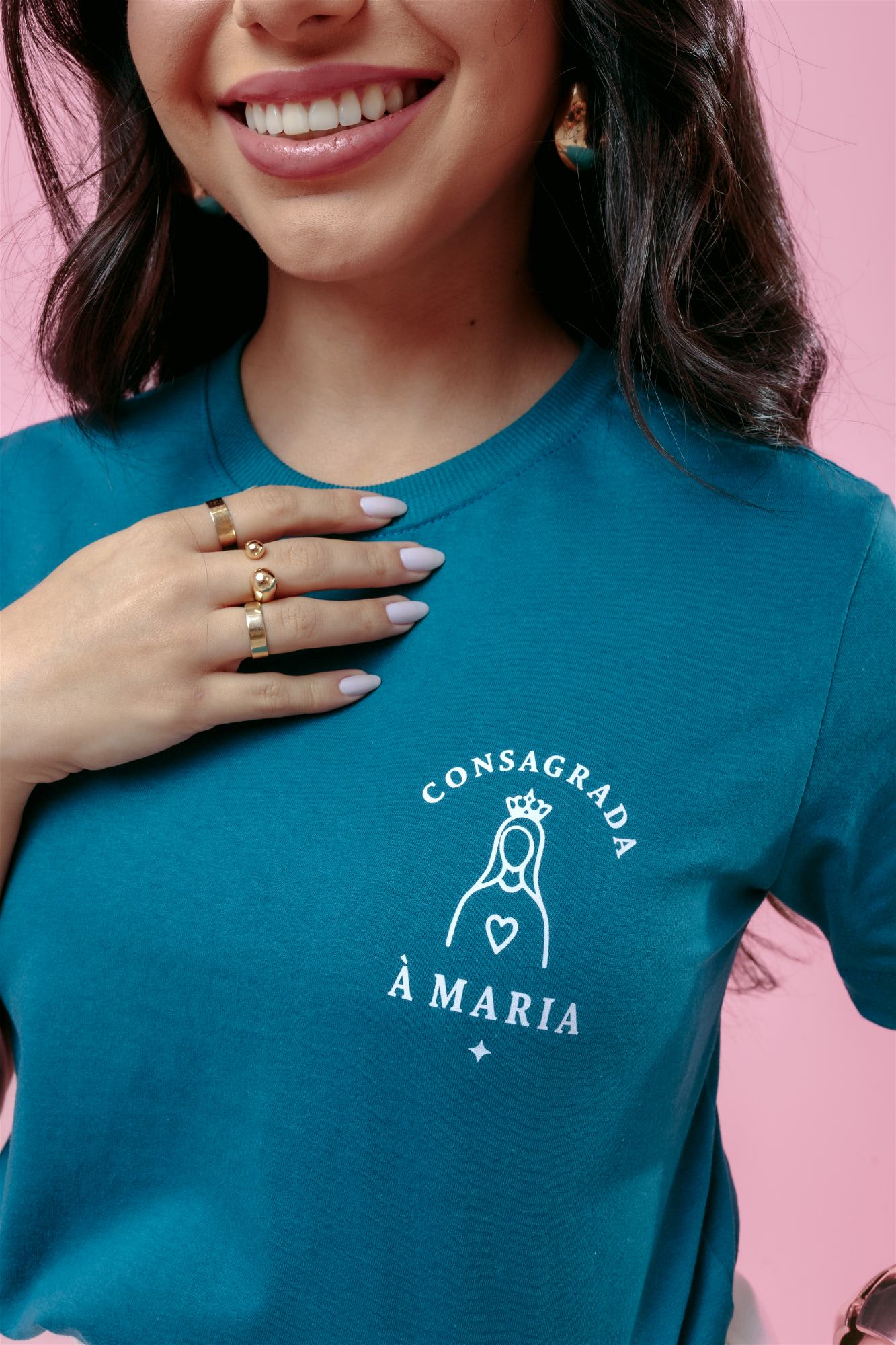 T-Shirt - Consagrada á Maria - Azul Petróleo