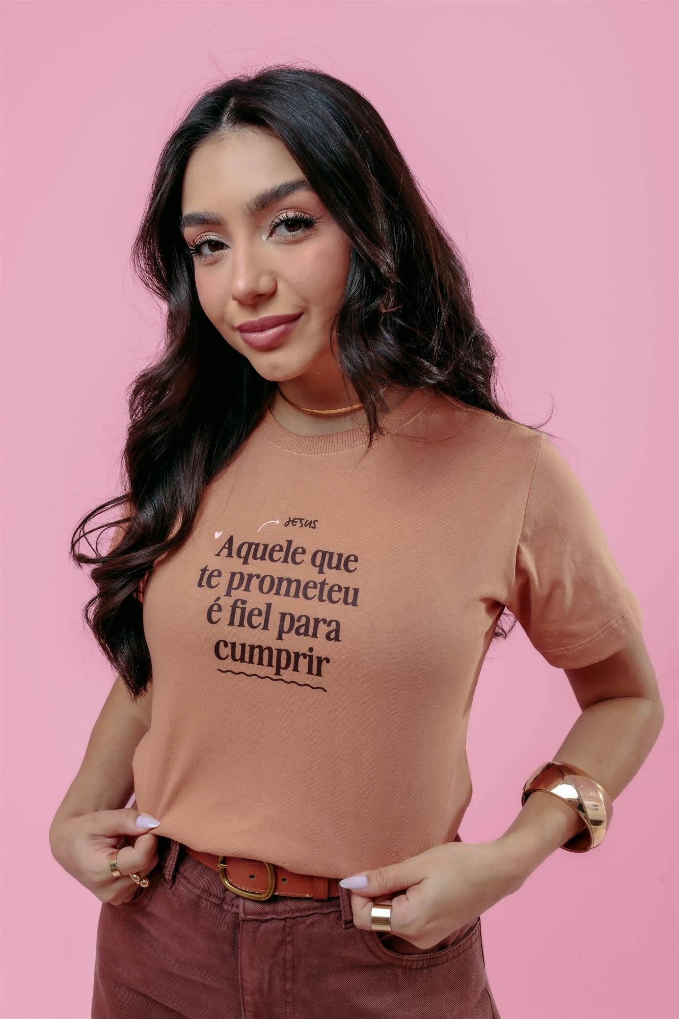 T-Shirt - Aquele que te prometeu - Marrom Claro
