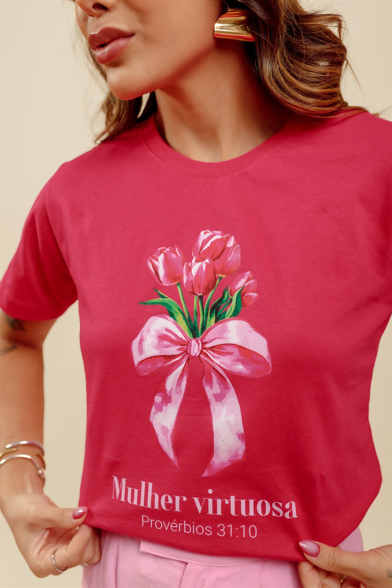T-Shirt - Mulher Virtuosa - Rosa Pink