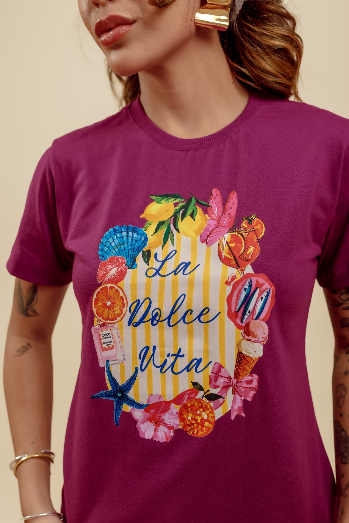 T-Shirt - La dolce vita - Roxo