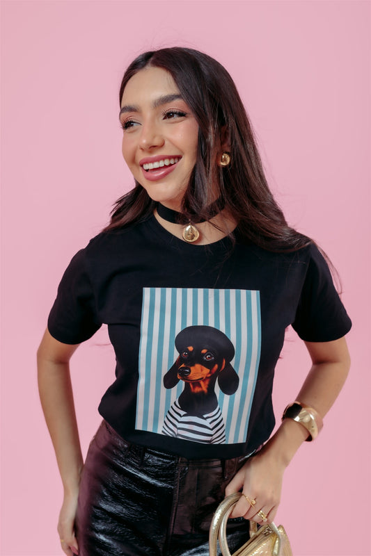 T-Shirt - Cachorro com litras - Preto