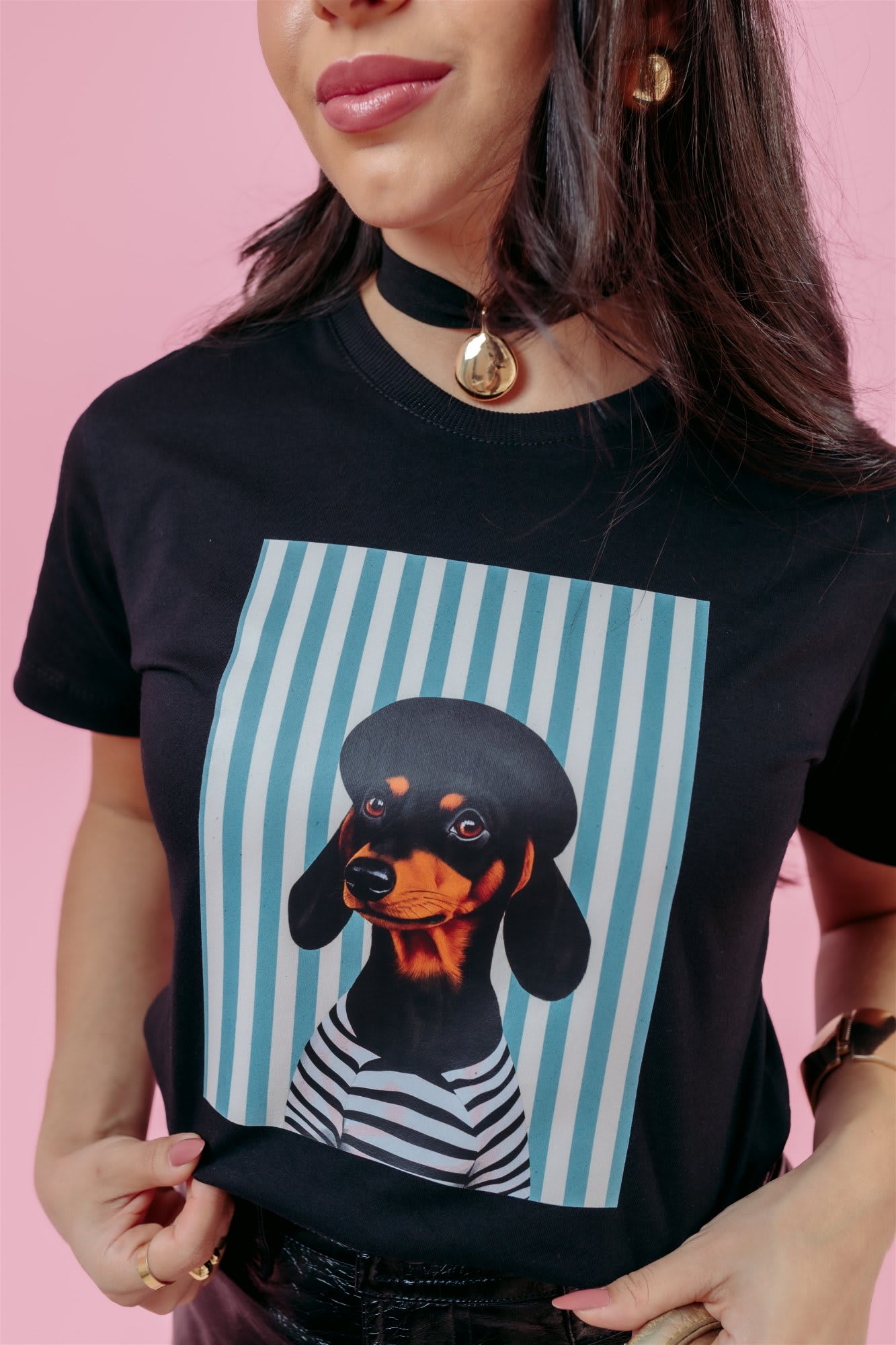 T-Shirt - Cachorro com litras - Preto