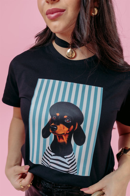T-Shirt - Cachorro com litras - Preto